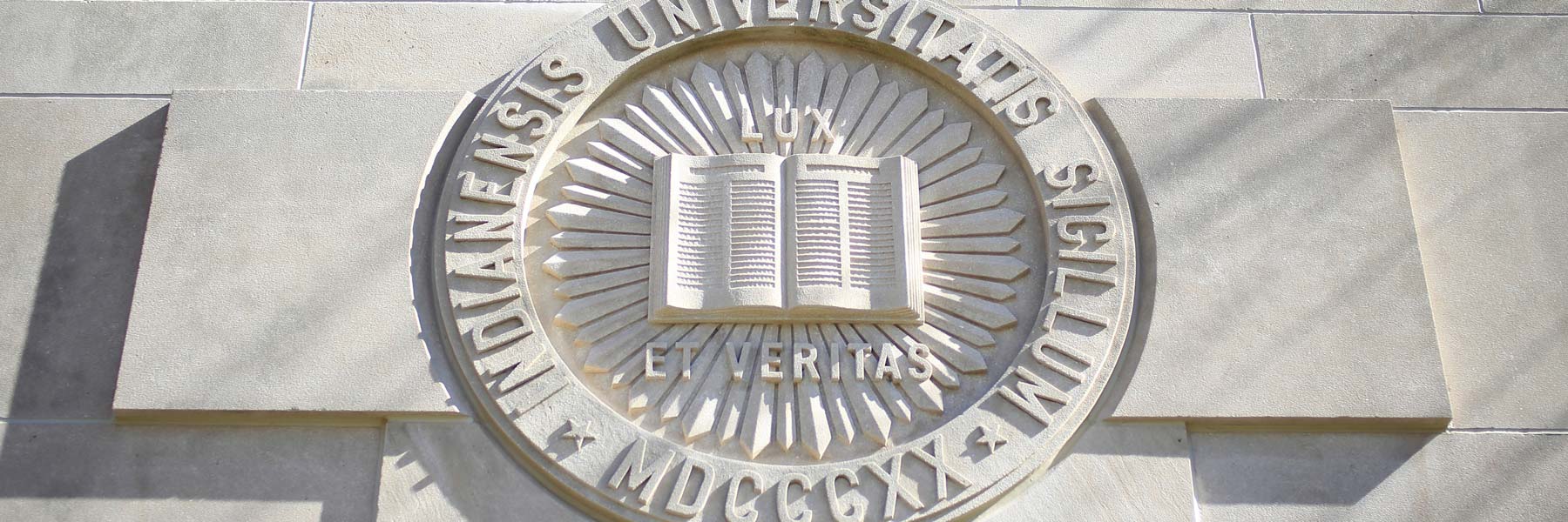 3D wall structure of Indiana University seal on a limestone building